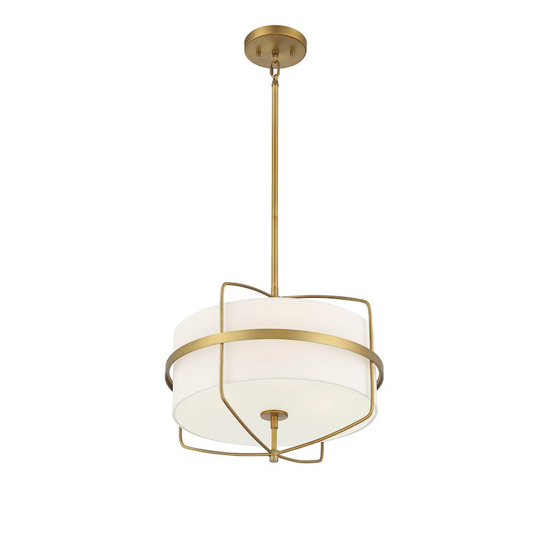 Meridian Modern 3 Light 13" Pendant, Natural Brass