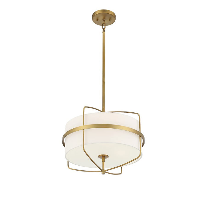 Meridian Modern 3 Light 13" Pendant, Natural Brass
