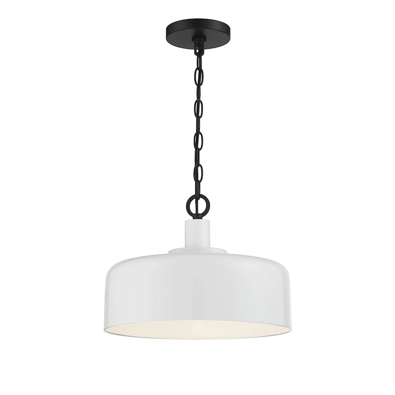 Savoy House 1-Light Pendant, White/Black