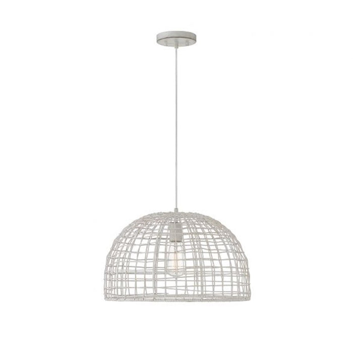 Meridian Modern 1 Light Pendant, White Rattan/White Socket