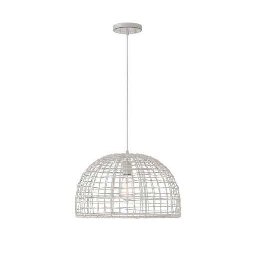 Meridian Modern 1 Light Pendant, White Rattan/White Socket