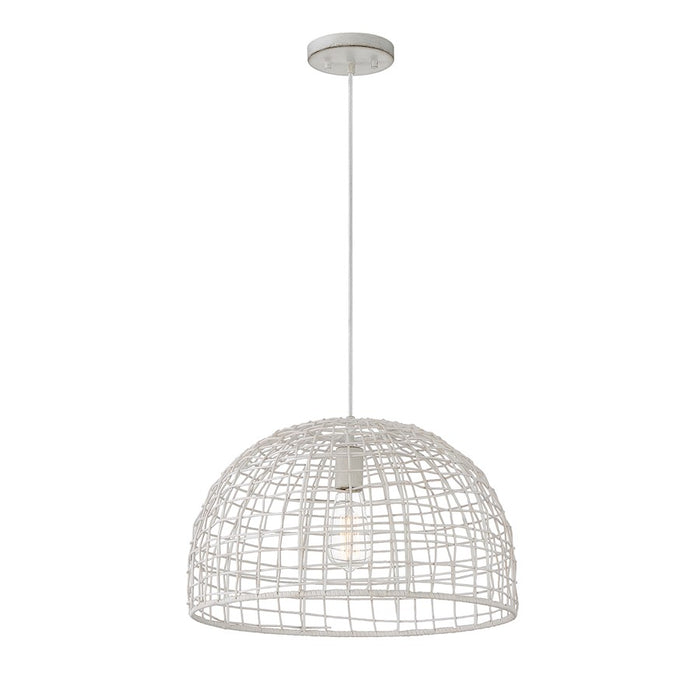 Meridian Modern 1 Light Pendant, White Rattan/White Socket