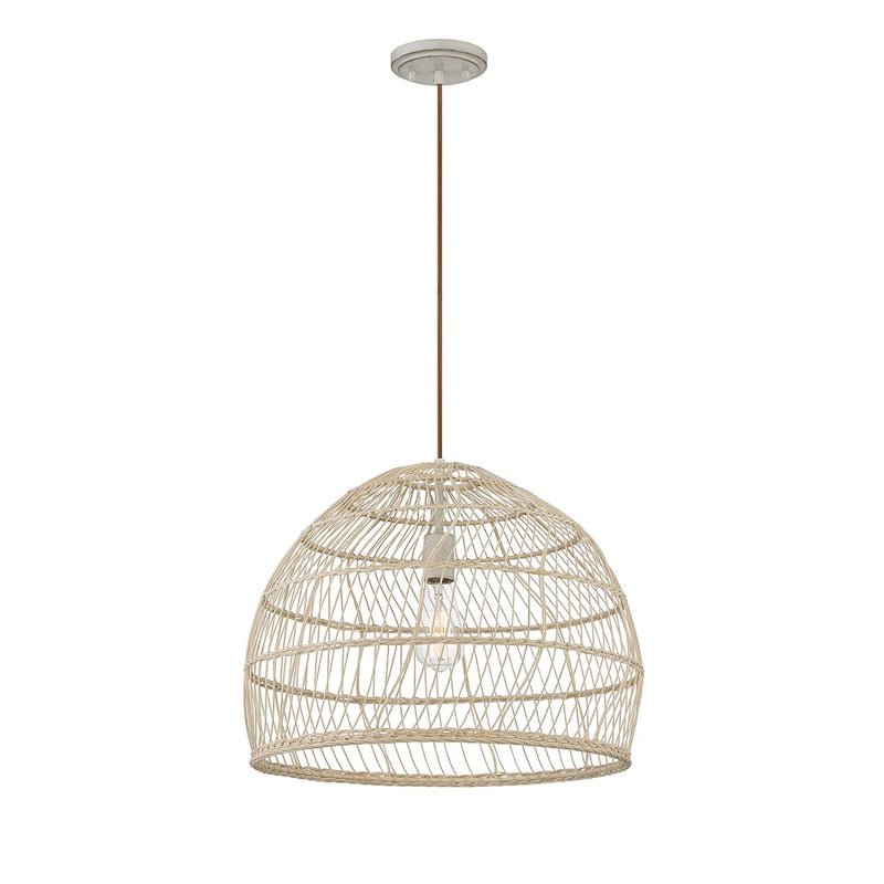 Meridian Bohemian 1 Light Pendant, Natural Rattan/Matching Socket