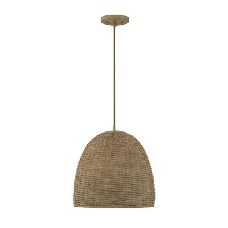 Meridian Bohemian 1 Light Pendant, Natural Wicker