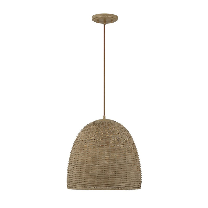 Meridian Bohemian 1 Light Pendant, Natural Wicker