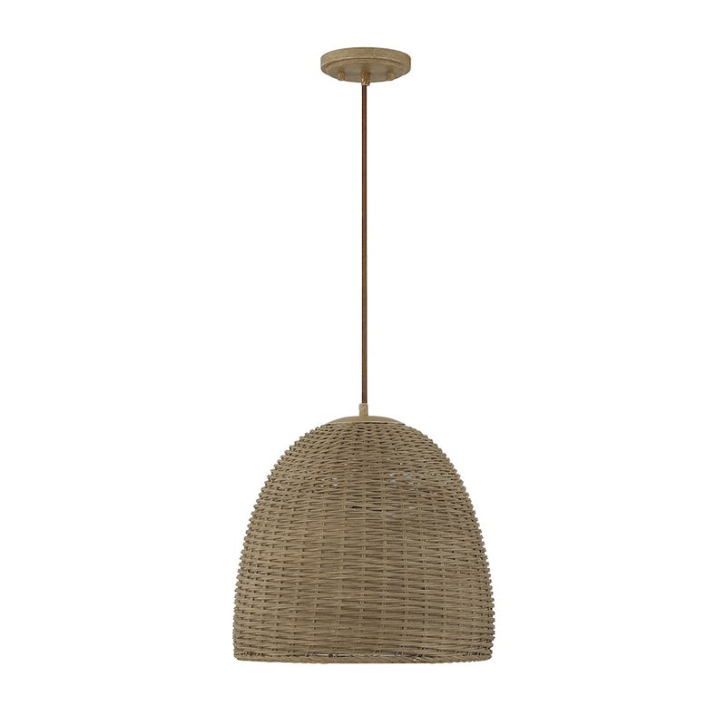 Meridian Bohemian 1 Light Pendant, Natural Wicker