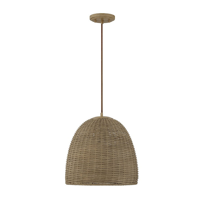 Meridian Bohemian 1 Light Pendant, Natural Wicker