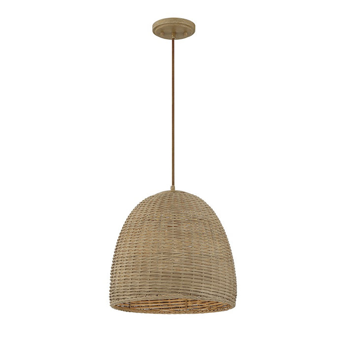 Meridian Bohemian 1 Light Pendant, Natural Wicker