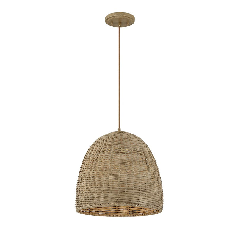 Meridian Bohemian 1 Light Pendant, Natural Wicker