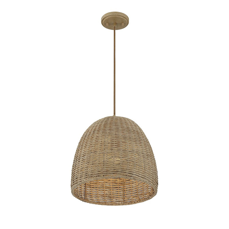 Meridian Bohemian 1 Light Pendant, Natural Wicker