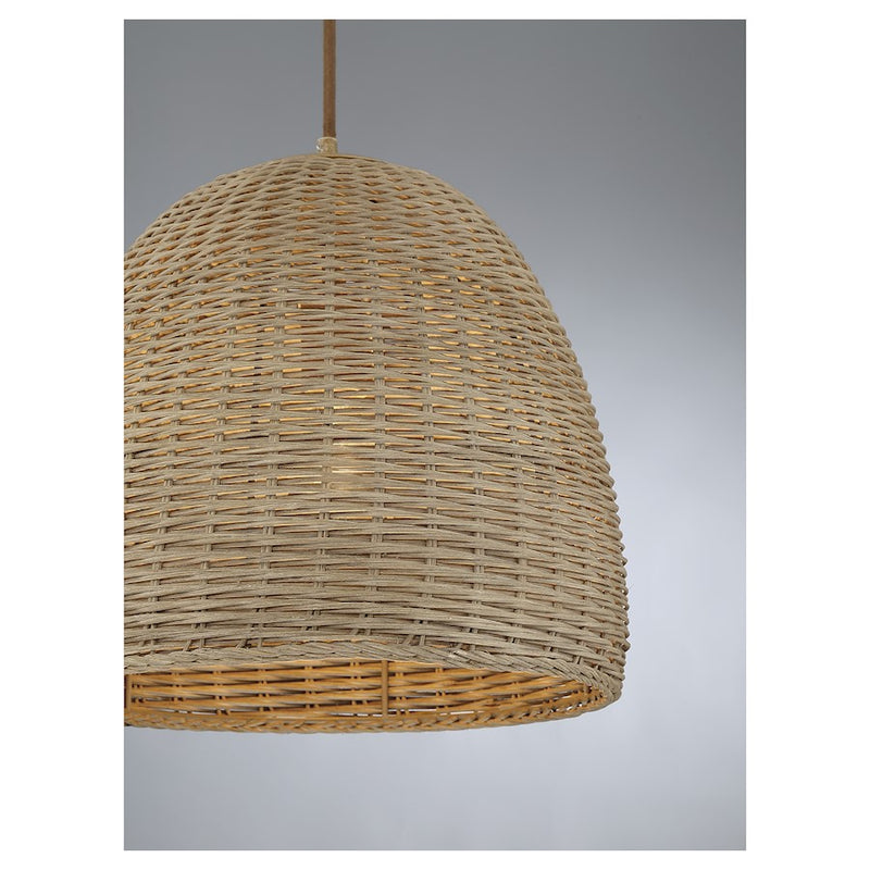 Meridian Bohemian 1 Light Pendant, Natural Wicker
