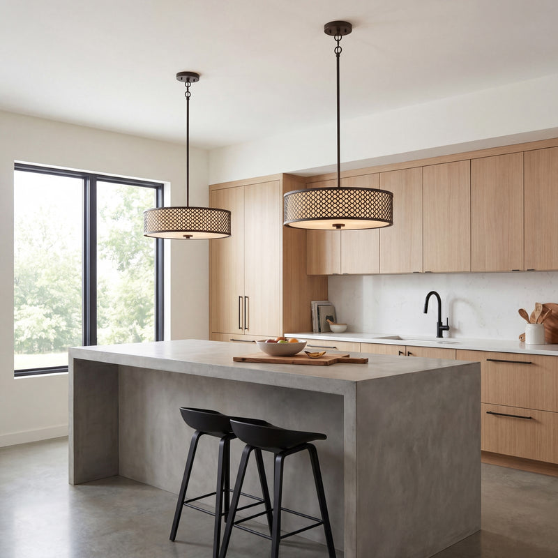 Meridian Mid-Century Modern 3 Light 5" Pendant, Oil Rubbed Bronze
