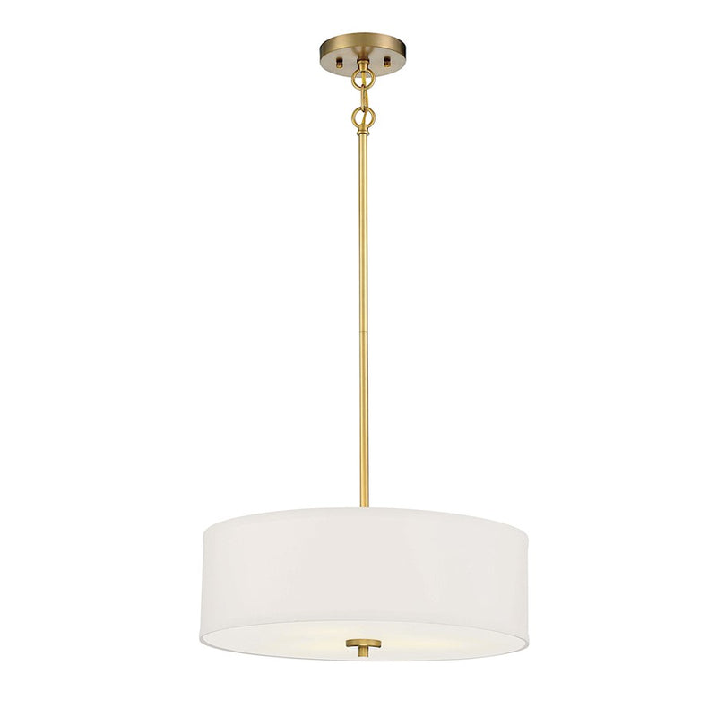 Meridian Modern 3 Light Pendant, Warm Brass