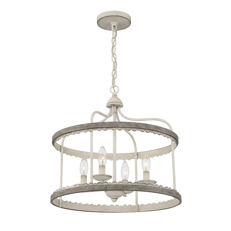 Meridian Shabby Chic 4 Light Pendant, Silo