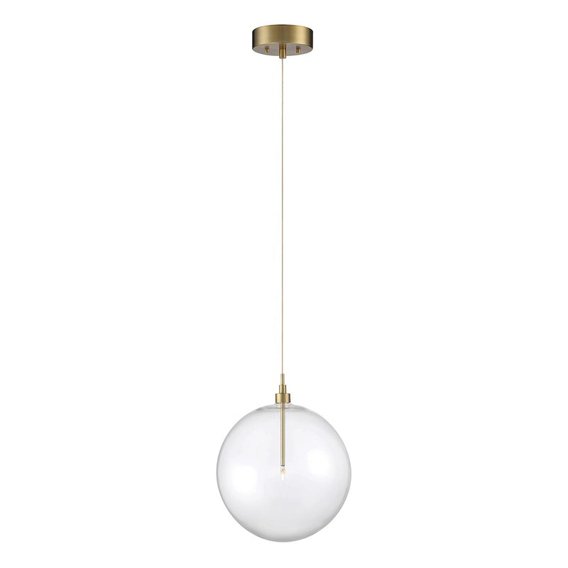 Savoy House 1-Light 14" Pendant, Natural Brass/Clear