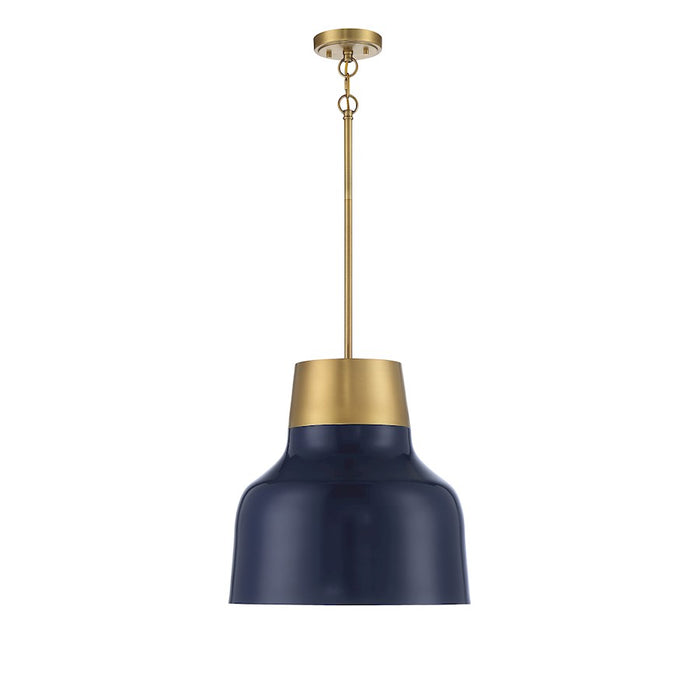 Savoy House 1-Light 18" Pendant, Navy Blue/Natural Brass