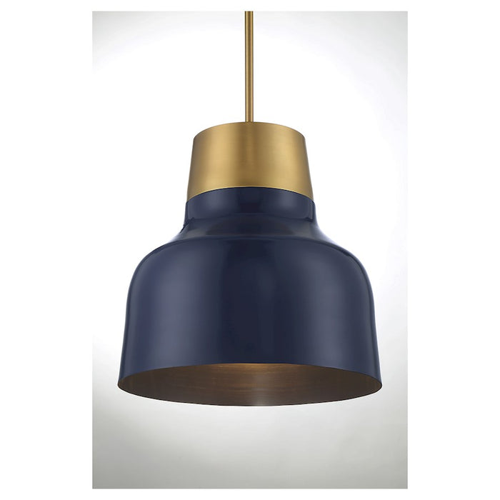 Savoy House 1-Light 18" Pendant, Navy Blue/Natural Brass