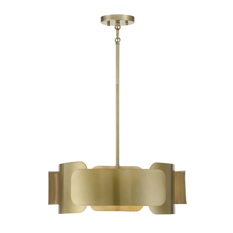 Savoy House 4-Light Pendant, Burnished Brass