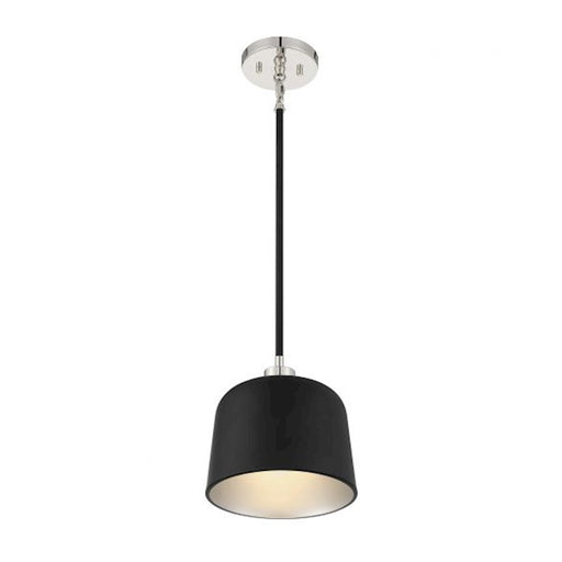 Savoy House 1-Light 9" Pendant, Matte Black/Polished Nickel