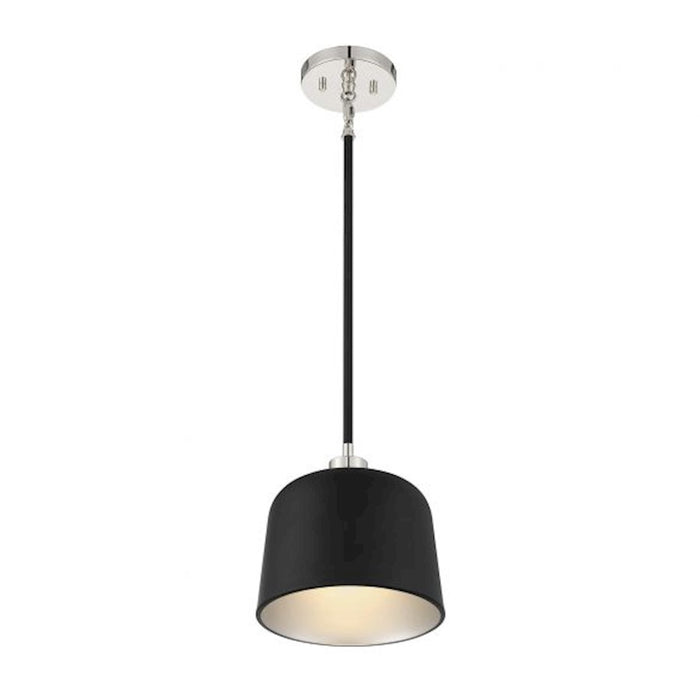 Savoy House 1-Light 9" Pendant, Matte Black/Polished Nickel