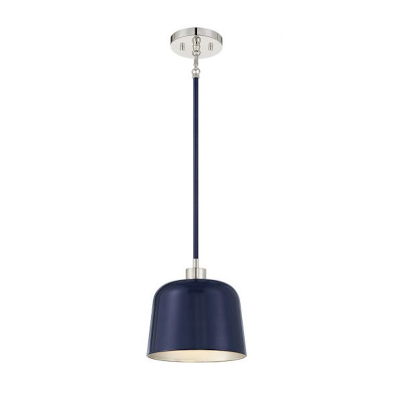 Savoy House 1-Light Pendant, Navy Blue/Polished Nickel