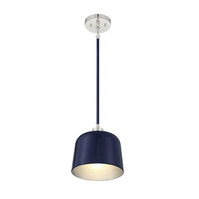 Savoy House 1-Light Pendant, Navy Blue/Polished Nickel