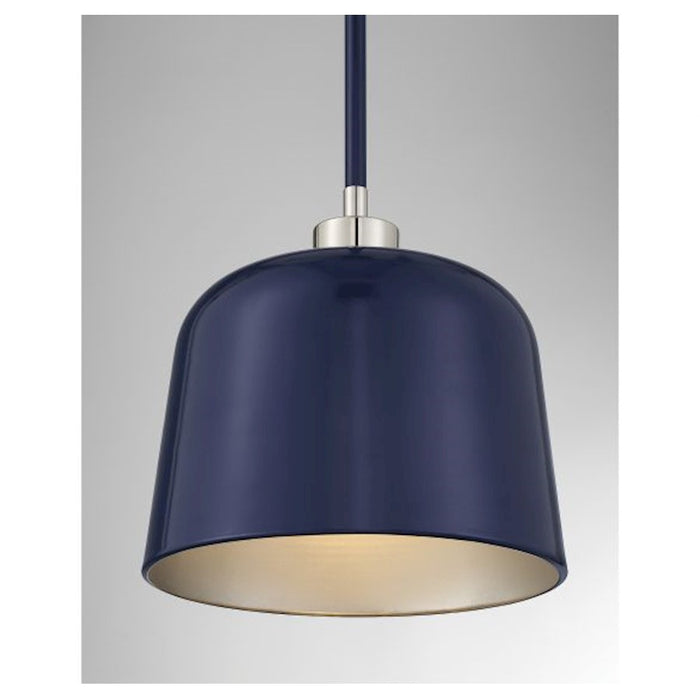 Savoy House 1-Light Pendant, Navy Blue/Polished Nickel