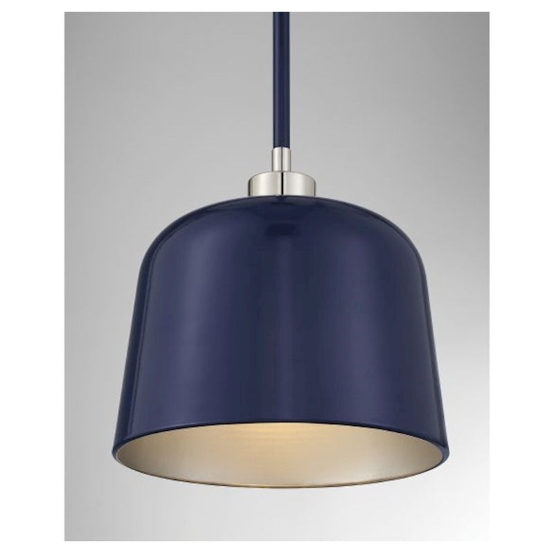 Savoy House 1-Light Pendant, Navy Blue/Polished Nickel