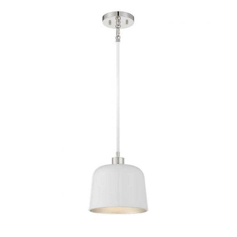 Savoy House 1-Light 9" Pendant, White/Polished Nickel