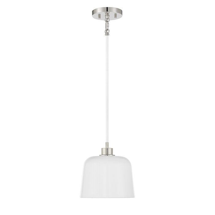 Savoy House 1-Light 9" Pendant, White/Polished Nickel