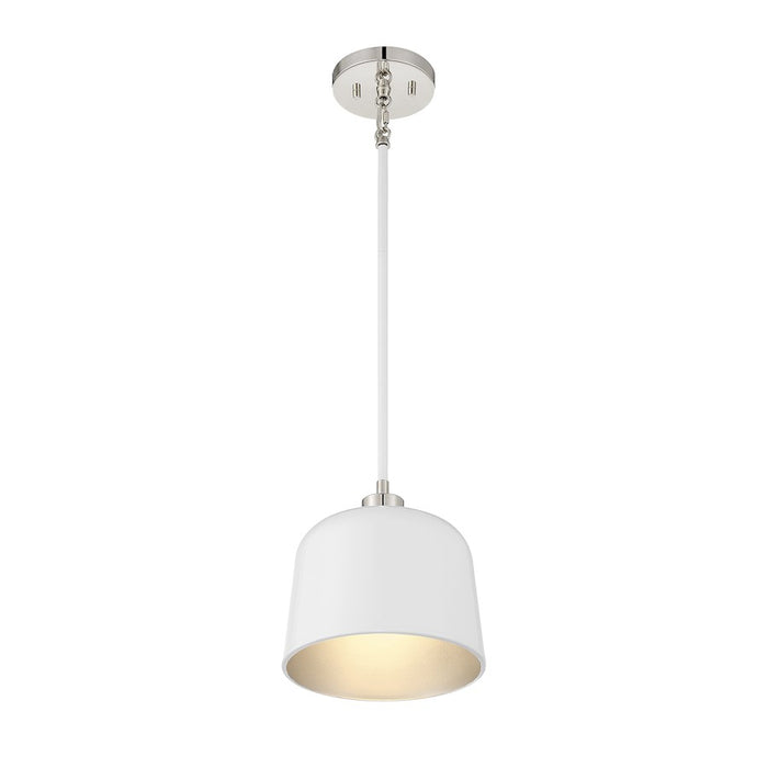 Savoy House 1-Light 9" Pendant, White/Polished Nickel