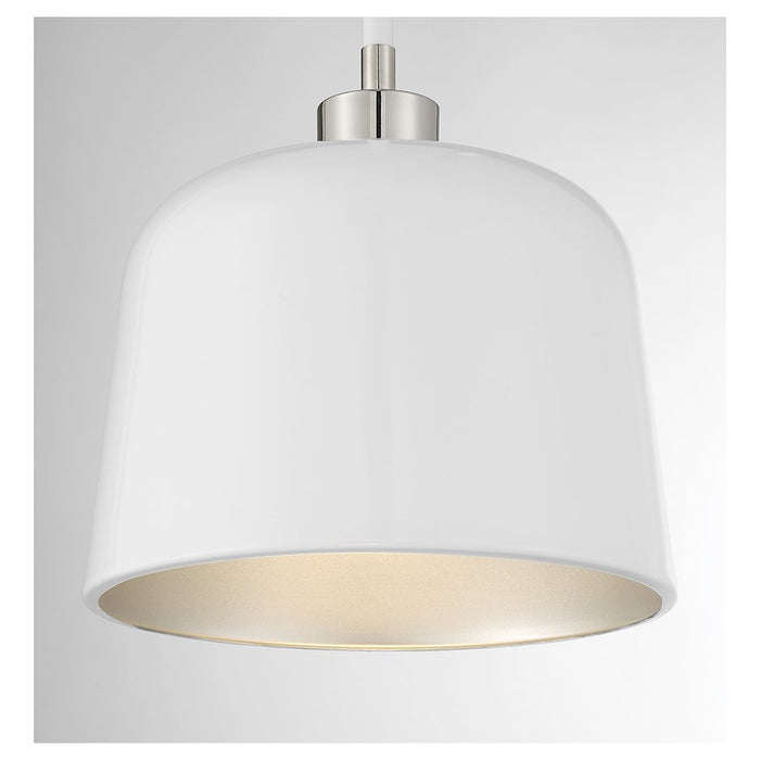 Savoy House 1-Light 9" Pendant, White/Polished Nickel