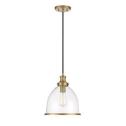Savoy House 1-Light 11" Pendant, Natural Brass/Clear Shade - M70119NB