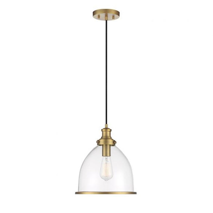 Savoy House 1-Light 11" Pendant, Natural Brass/Clear Shade - M70119NB