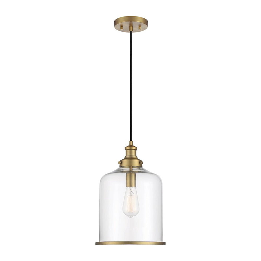 Meridian Vintage 1 Light 12.75" Pendant, Natural Brass/Clear