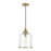 Meridian Vintage 1 Light 12.75" Pendant, Natural Brass/Clear