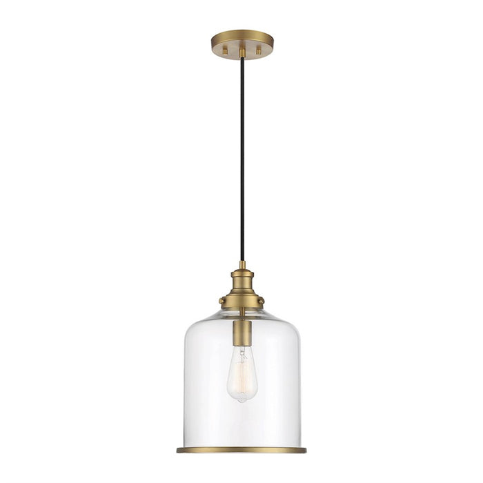 Meridian Vintage 1 Light 12.75" Pendant, Natural Brass/Clear