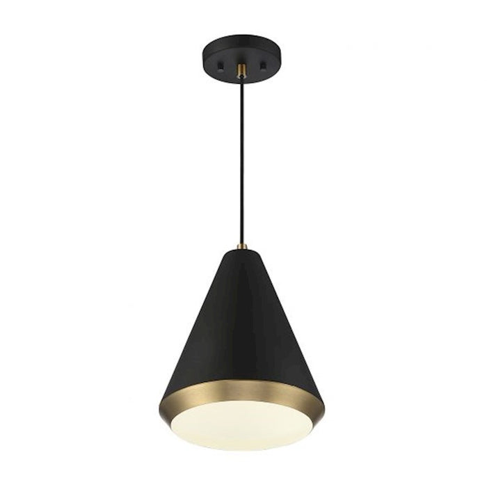 Savoy House 1-Light 12" Pendant, Matte Black/Natural Brass