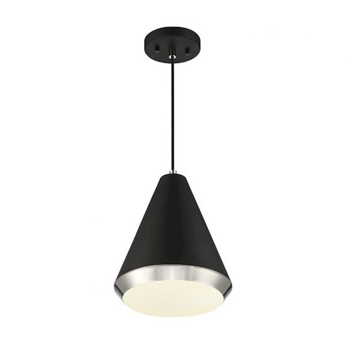 Savoy House 1-Light 12" Pendant, Matte Black/Polished Nickel