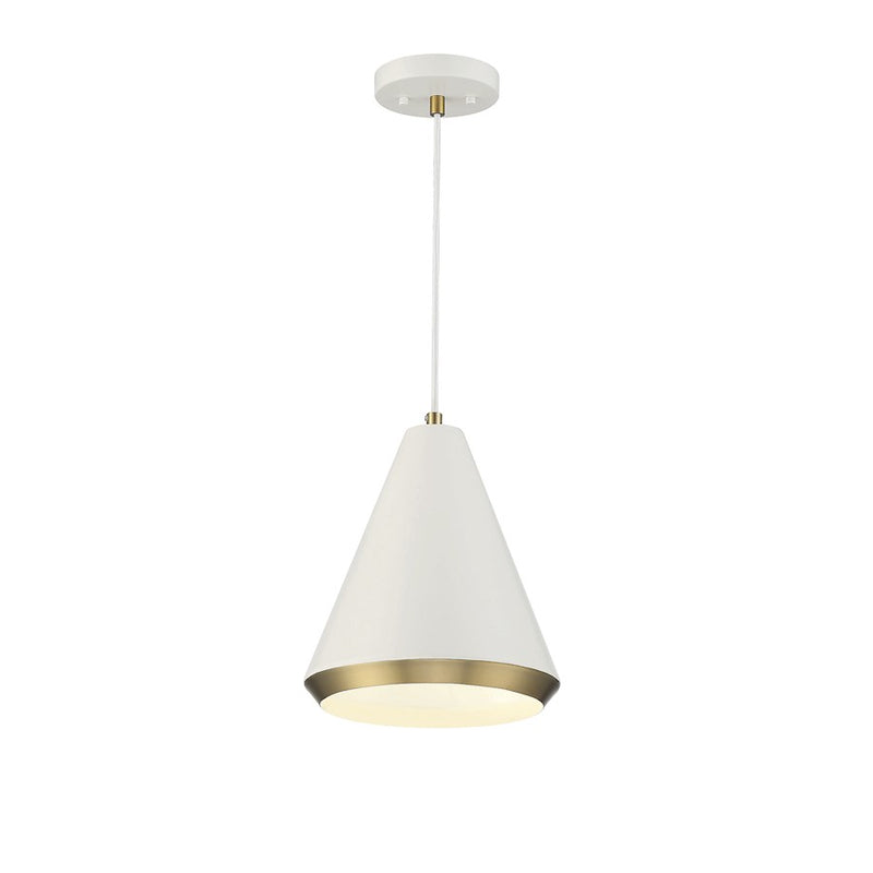 Savoy House 1-Light 12" Pendant, White/Natural Brass