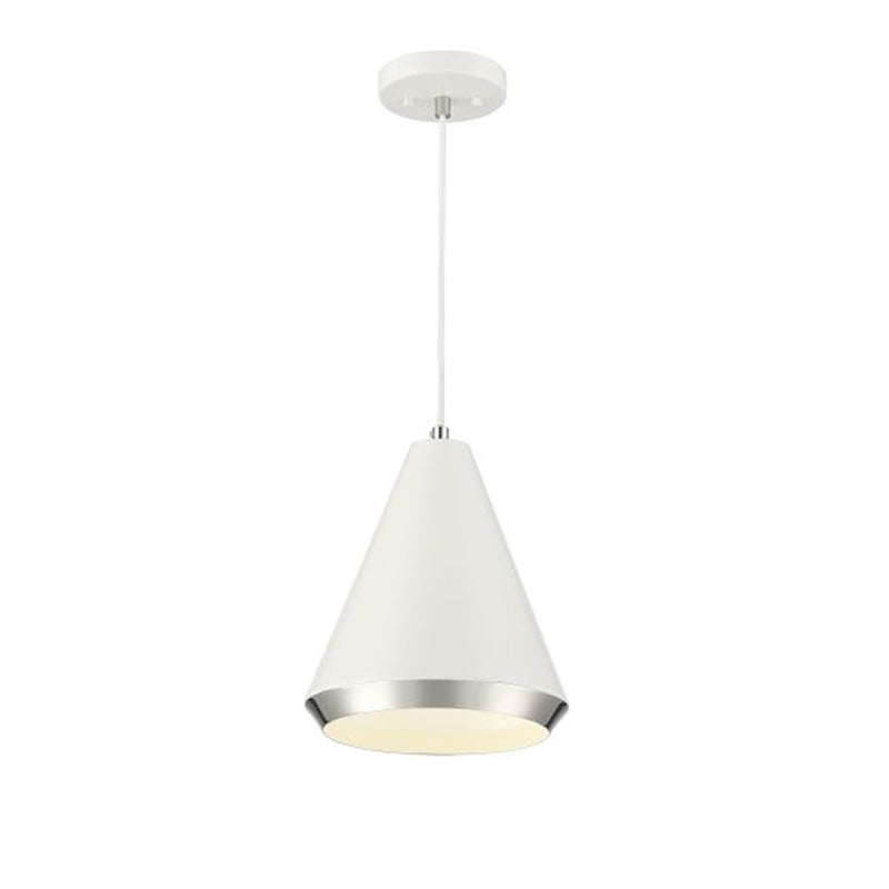 Savoy House 1-Light 12" Pendant, White/Polished Nickel