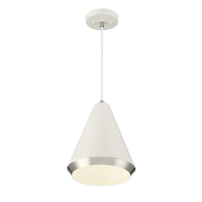 Savoy House 1-Light 12" Pendant, White/Polished Nickel