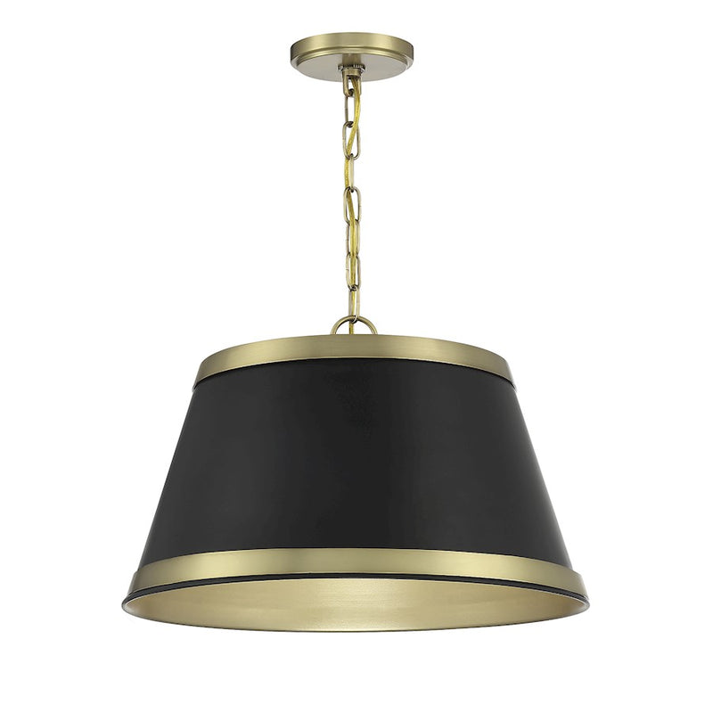 Meridian Vintage 12" Pendant, Matte Black/Natural Brass