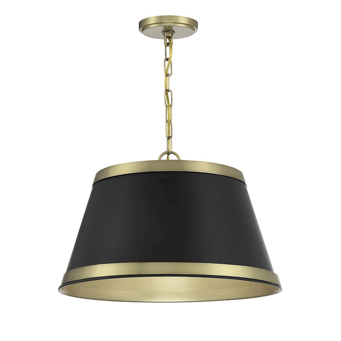 Meridian Vintage 12" Pendant, Matte Black/Natural Brass