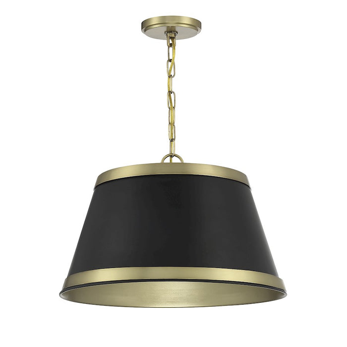 Savoy House 3-Light 18" Pendant, Matte Black/Natural Brass