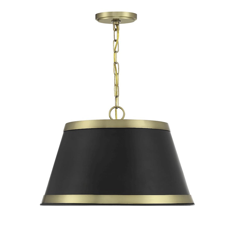 Meridian Vintage 12" Pendant, Matte Black/Natural Brass