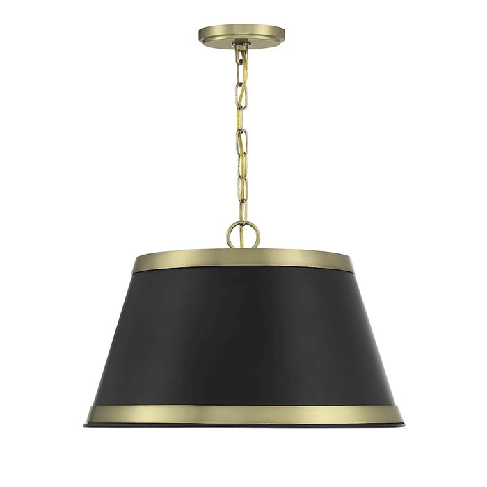 Savoy House 3-Light 18" Pendant, Matte Black/Natural Brass