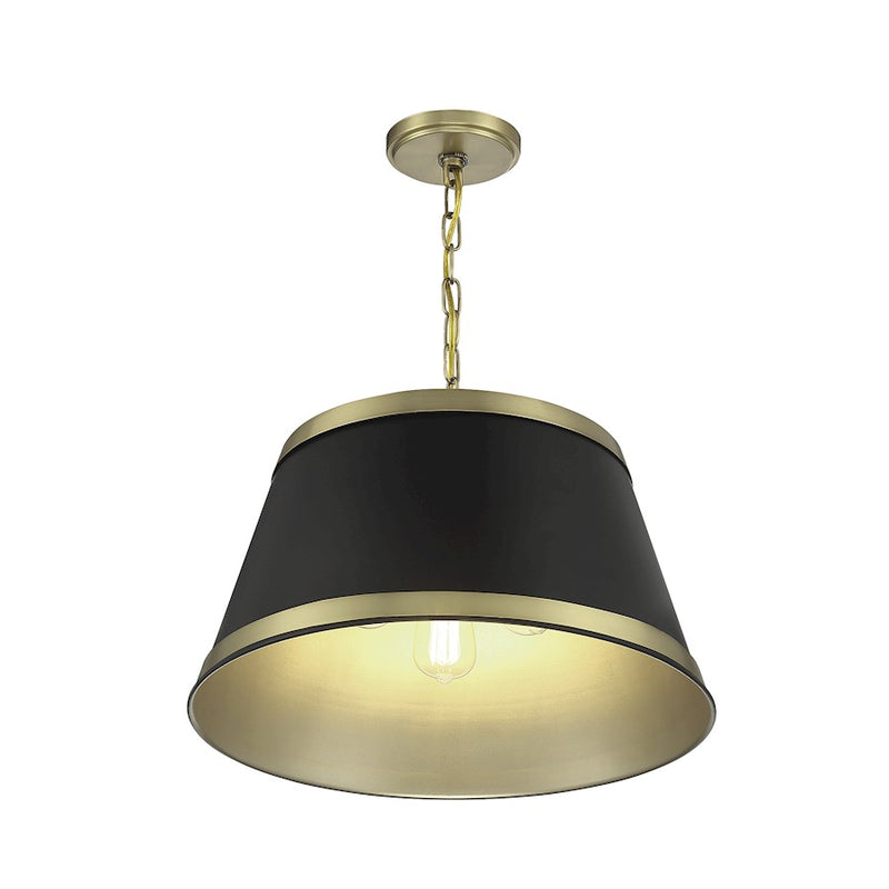 Meridian Vintage 12" Pendant, Matte Black/Natural Brass