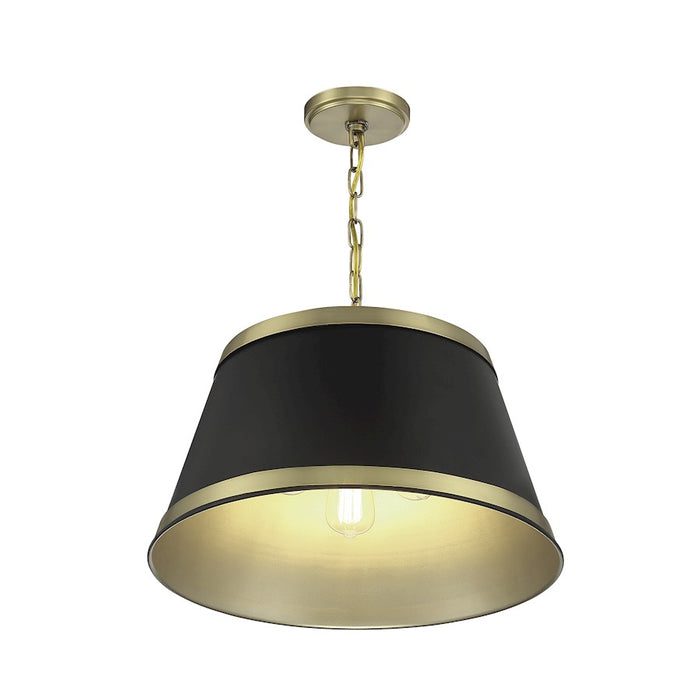 Meridian Vintage 12" Pendant, Matte Black/Natural Brass
