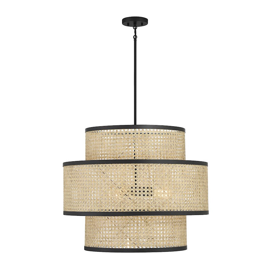 Savoy House 3-Light Pendant, Natural Cane/Matte Black - M7016MBK